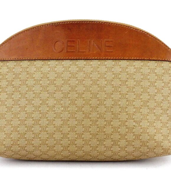 CELINE clutch bag macadam beige PVC ?~ leather Authentic - Picture 2 of 7